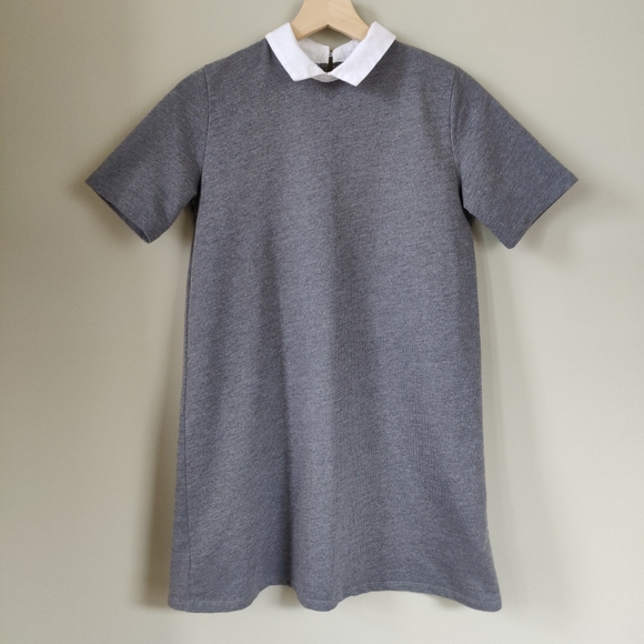 Pull&Bear Grey Babydoll Smock Dress with Collar Small - Picture 2 of 13